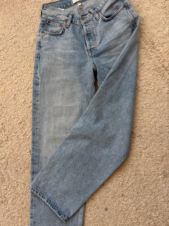 Agolde Denim - Agolde Light Wash Straight Leg Jeans - Pale Blue Denim